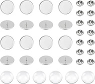 UNICRAFTALE 30 Sets DIY Blank Brooch Making Set 20 mm Brooch Bezel with Butterfly Pin Back Cabochon