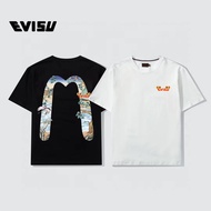 EVISU/God of Fortune/2026 Classic Round Neck Short-Sleeved T-Shirt Men Women New Style High-End Prin