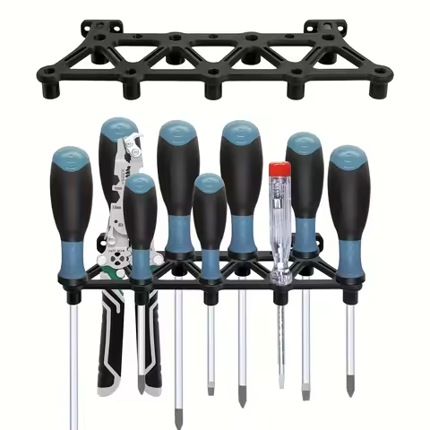 Plastic Screwdriver & Pliers Storage rack - Wall-Mounted Hand Tool Storage Rack with Shelf, not incl