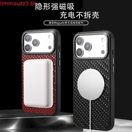 Leather Case with Magnetic Fabric Texture fo r iPhone 17 Pro Max 16 15 Wireless Charging AI Button L