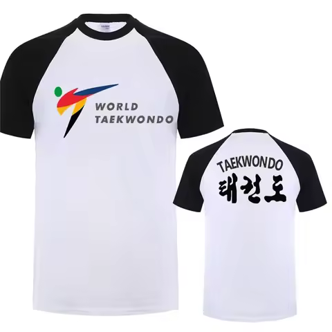 Camiseta de Taekwondo Federation para hombre, cuello redondo, manga corta de algodon, transpirable e