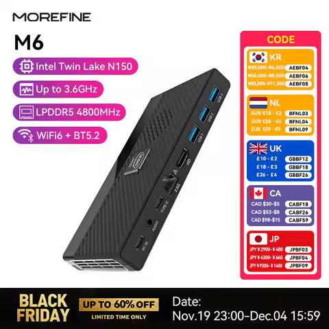 MOREFINE M6 Mini PC 12th Gen Intel N150 N200 Windows 11Pro DDR5 2933MHz NVMe SSD Pocket Computer PC 