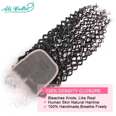 Ali Grace Brazilian Curly Hair 4x4 Closure Swiss Lace Free/Middle Part Remy Human Hair Kinky Curly4x