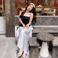 Korean style feminine mid-length elastic waistband skirt, going to the beach, going out, going to pa