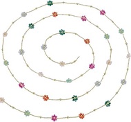 PH PandaHall 8.2 Feet 18K Gold Plated Flower Chain Glass Crystal Flower Link Chain Brass Jewelry Lin
