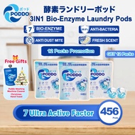 456Pods Poddo 3in1 Bio Enzyme Laundry Capsule Refill Packs X 12 PACKS + Free 1 Poddo Washing Machine