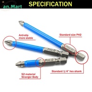 AN.MART Magnetic Anti Slip Electric Screwdriver Bits 1/4" Hex Shank Precision PH2 MY