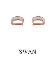 SWAN - Baguette Ear Cuff ต่างหูเงินแท้ ต่างหูหนีบ ไม่ต้องเจาะ ฝังเพชรคิวบิกเซอร์โคเนีย cubic zirconi