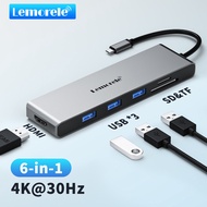 Lemorele TC23 USB C ฮับ USB USB C อะแดปเตอร์6-In-1ตัวเรือนอลูมิเนียมพร้อม4K HDMI 3 USB-A Sd/tf แท่นว