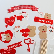 SP SP SP071722 VLT set of heart-hugging bear paper sticks Bright red KEY (Combo 2) (set)