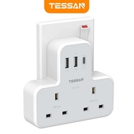 TESSAN 1/2 Way Power Socket Wall Charger USB Adapter 3 Pin USB Socket UK Power Strip Multi Plug Extension with 2 AC Outlets 3 USB Ports 5V 2.4A ,Malaysia Standard Plug Adaptor Extension Socket Extension Plug 13A Wall Socket for Home Travel Office