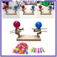 [Lzdhuiz2] Wooden Fencing Puppets Balloon Bamboo Party Favor, DIY Handmade Fast Paced for Kids