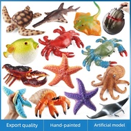 Children's toy simulation marine animal model soft rubber puffer fish octopus lobster starfish crab 