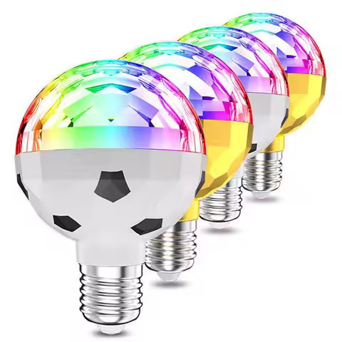 E27 Led Bulb 6W RGB Disco Lamp 360° Auto Rotating Colorful Magic Ball Light Stage Effect Atmosphere 