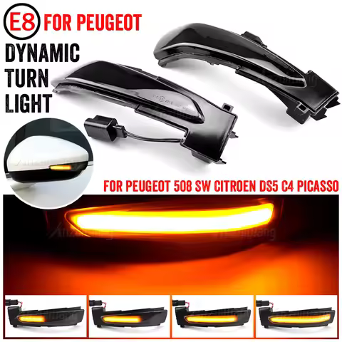 2 Pcs Dynamic LED Rearview Mirror Indicator Turn Signal Light 6325J4 6325J5 For Peugeot 508 for Citr