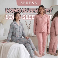 Baju Tidur Women Adults Satin Pyjamas Set Soft Sleepwear Long Sleeve Comfortable Homewear Nightwear