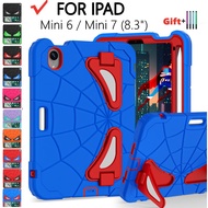 For iPad Mini 6 / Mini 7 2024 (A17 Pro) 8.3 A2995 Spider-Man Kids Friendly Case PC Silicone Rugged S