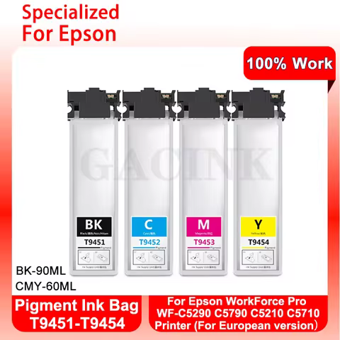 T9451 T9452 T9453 T9454 Pigment Ink Bag For Epson WorkForce Pro WF-C5290 C5790 C5210 C5710 Printer(E