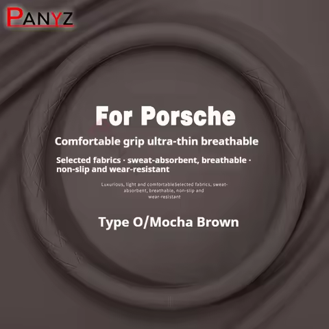 Car Steering Wheel Cover Breathable Anti Slip PU Leather Universal For Porsche Compatible 911 718 92