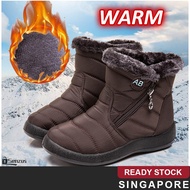 [SG] Winter Warm Boots Plush Lined Waterproof Side Zipper Anti-Slip Rubber Sole High Top Snow Boots