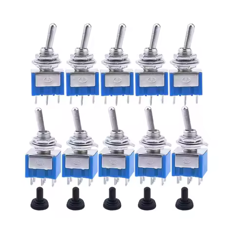 5Pcs ON-OFF-ON / ON-ON Power Button Switches MTS-102 MTS-103 MTS-202 MTS-203 3A250V/6A125V Blue Mini