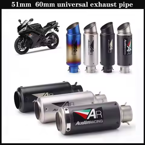 51mm 60mm Motorcycle Exhaust Pipe Universal Suitable for Z400 250SR 250NK 450SR R3 R25 MT07 MT09 R1 