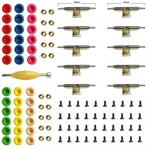 Lot Mix Color Fingerboard Wheels Lock Nuts Screw Spanner Tools For 96mm Fingerboard Skate Board Repl