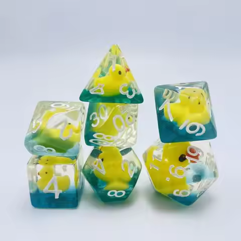 7PCS Acrylic Multifaceted Digital Dice Ducks Animal Table Game Opaque Polyhedral Dices DND Dice Tabl