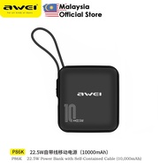 Awei P86K 10000mAh Power Bank 22.5W Built In Cable Powerbank Mini Powerbank Awei Power Bank