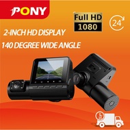 PONY 3 Channel Car Mini Dashcam 3-Len HD 1080P Dash Cam Front and Rear Inside Mini Black Vehicle Das