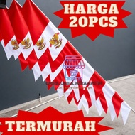 MERAH Colorful Umbul Umbul Flags 1 dozen/ 20pcs Red and White garuda Flags Polyester Bunting Banner 
