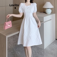 Elegant Plain Jacquard Dress for Women LNE40565 Gaun Jacquard Polos Elegan untuk Wanita LNE40565