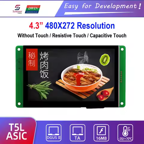 Dwin T5L HMI Intelligent Display, DMG48270C043_03W 4.3" 480X272 LCD Module Screen with Resistive Cap