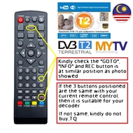 DVB-T2 / MYTV Megogo Decoder Remote Control Replacement