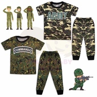 BAJU TIDUR SLEEPWEAR PIJAMA MERDEKA(1Y-12Y) NR MILITARY FULL PRINT Cotton Kids Army Boys Askar Kanak