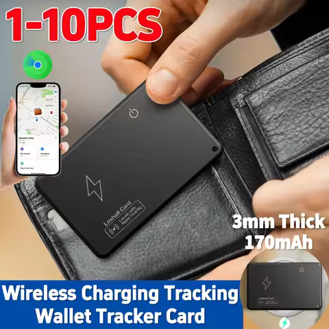 Wireless Charging Wallet Tracker Card Bluetooth-Compatible Work with Apple Find My App GPS Locator W