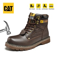 Caterpillar ใหม่รองเท้าหนังสดใสความปลอดภัย CAT เหล็กนิ้วเท้าทำงานกลางแจ้งบู๊ทส์ทำงาน