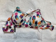Muii Swim 全新未剪牌ulva2 美胸馬甲可調式背勾 鳳梨軟糖Bikini Top Pineapple Print Size XL