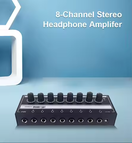 HA800 8-channel monitoring headphone amplifier, headphone amplifier signal distributor with one inpu