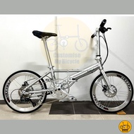 Fnhon Monsoon 22” • 10 Speeds Shimano Tiagra • Litepro Aero • Folding Bicycle Foldie Folding Fold Bike • 451 tyres • 20” inches Polished Silver • Crius Velocity Master Gust Tornado Blast Dahon Tern Bifold • Customise My Bicycle •