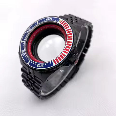 45mm Black King Samurai Case and Watch Bracelet Fits NH35 7S 4R Automatic Movement Sapphire Glass Cr