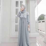 Dress Jora Crinkle Import Mix Brokat Malika Premium Wudhu Friendly GAMIS LEBARAN GAMIS KONDANGAN