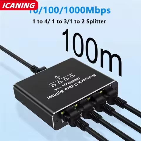 1000Mbps 1 in 4 Out Ethernet Adapter 1 to 2/3/4 RJ45 LAN Internet Splitter Cat 6 RJ45 Gigabit Switch