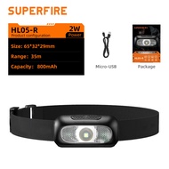 SUPERFIRE LED Headlamp Lampu Kepala Terang Rechargeable Waterproof Super Bright Induction Headlight 