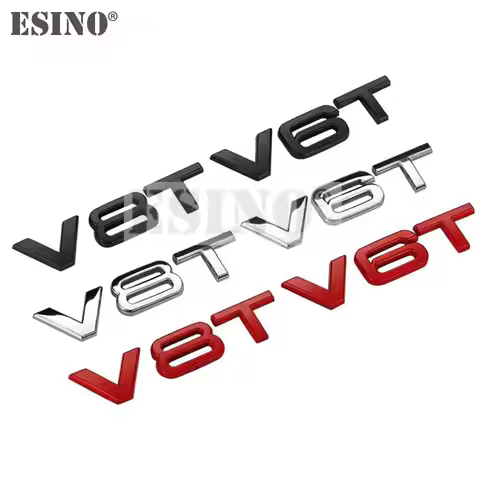New Car Styling V6T V8T 3D Metal Chrome Zinc Alloy Emblem Car Badge Sticker Decal Auto Accessory for