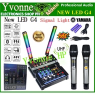 The New Yamaha G4 LED Signal Light Mixer Power Mixer 4Channels USB Bluetooth with 2 Wireless Mic