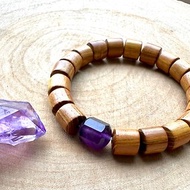 紫晶||沐|| 自然木質禪風中性手環。烏拉圭/薰衣草紫水晶/黃金木