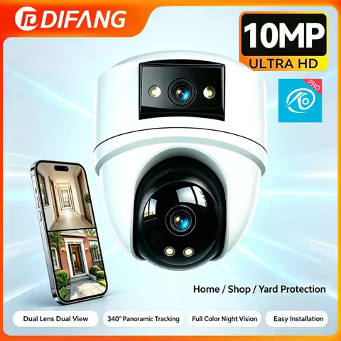 10MP Dual Screen WiFi Camera 360° WiFi Indoor Pet Camera with Night Vision and 2-Way Audio,360° Wide