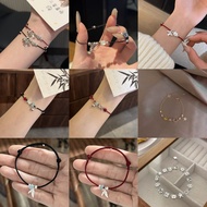 The Lucky Cat Small Fish,Bamboo LeafRed Rope Bracelet Hand-woven Adjustable Best Friend Couple Brace