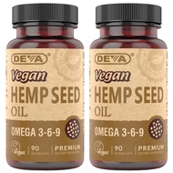 Vegan Vitamins Hemp Oil - Omega 3 6 9-90 Vegan Capsules (Pack of 2)